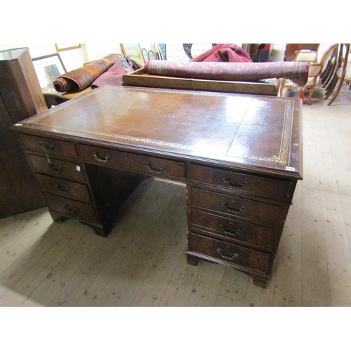 2094 - LATE GEORGIAN STYLE MAHOGANY PEDESTAL DESK, 152CMW, 75CM H