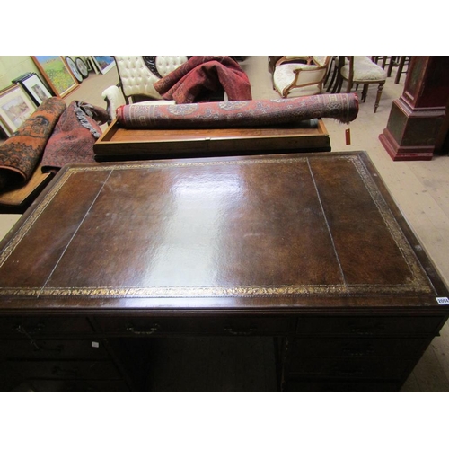 2094 - LATE GEORGIAN STYLE MAHOGANY PEDESTAL DESK, 152CMW, 75CM H