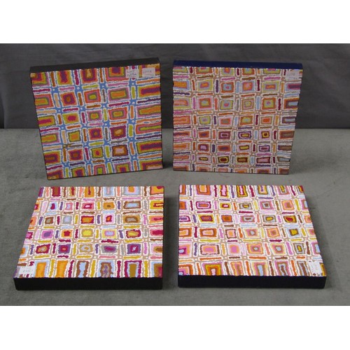 1405B - FOUR ORIGINAL ABORIGINAL PANELS BY LEYNETTE NANGALA SINGLETON, SIGNED ON REVERSE, 30CM X 30CM