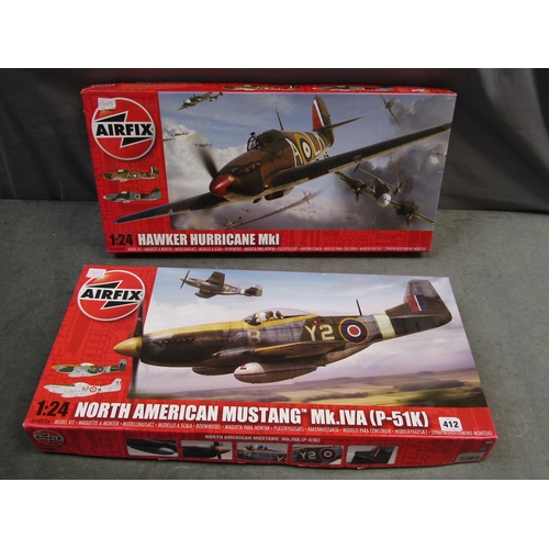 412 - AIRRFIX PLANE KITS - HURRICANE & MUSTANG