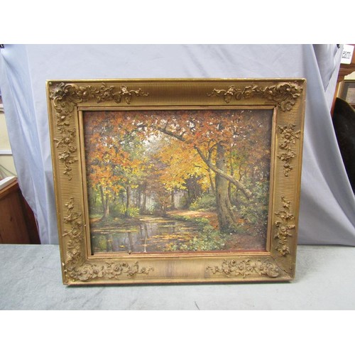 1347A - ROBERT POULLALIER - AU BORD DE L'EPTE, OIL ON CANVAS, FRAMED, A/F