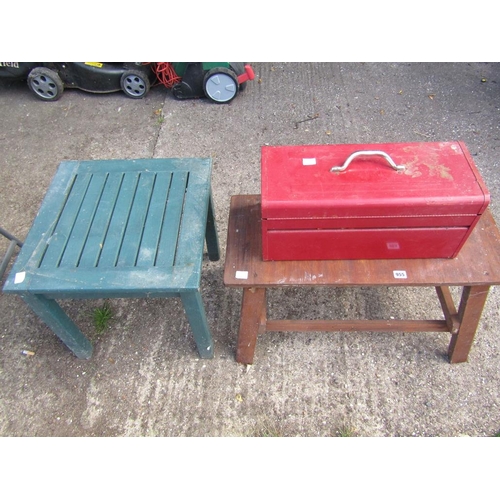 955 - TWO TABLES AND A TOOL BOX