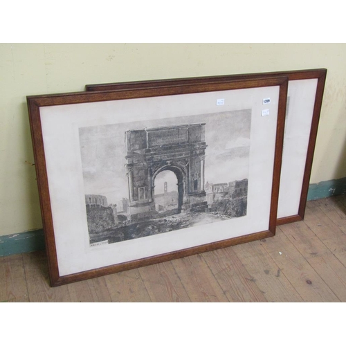 1209 - PAIR BLACK AND WHITE PRINTS, TWO ROME SCENES, THE ARCH OF TITO AND THE APPIA, EACH F/G 50 x 70 cms A... 