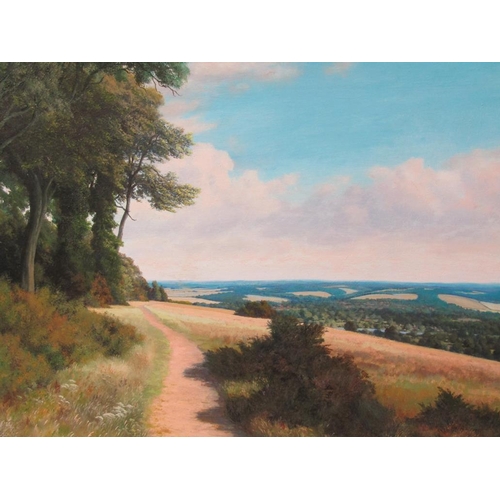 1212 - KEN DIXON - COOMBE HILL CHEQUERS, SIGNED OIL ON CANVAS.  FRAMED 68 x 78cms