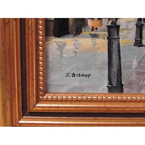 1241 - JOHN D BISHOP - BOROUGH HIGH STREET, C.1920, SIGNED OIL ON BOARD, FRAMED, 29CM X 24CM