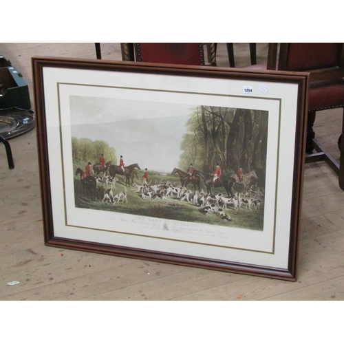 1254 - F/G COLOURED PRINT - THE MEET AT BLAGDON, 56CM X 81CM