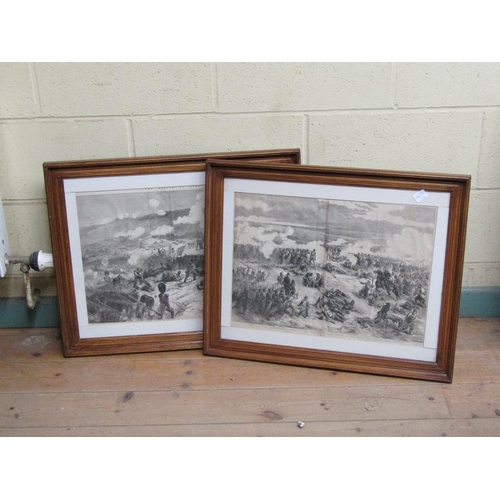 1258 - THREE F/G B&W ENGRAVINGS - BATTLE SCENES, EACH APPROX 38CM X 50CM