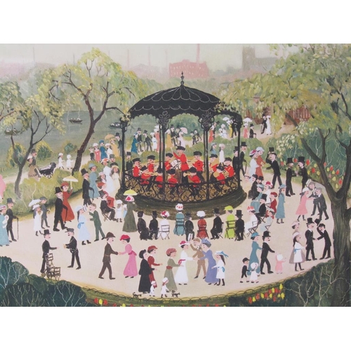 1262 - HELEN BRADLEY - SUNDAY AFTERNOON IN ALEXANDRA PARK, FRAMED COLOUR PRINT, SIGNED IN PENCIL, 42CM  X 5... 