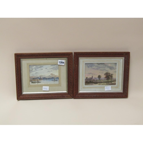 1264 - GORDON LAVERY - PAIR, RIVERSCAPE & CHURCH AND VILLAGE, SIGNED, F/G, EACH APPROX 10CM X 14CM