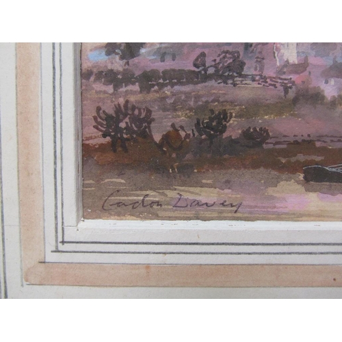 1264 - GORDON LAVERY - PAIR, RIVERSCAPE & CHURCH AND VILLAGE, SIGNED, F/G, EACH APPROX 10CM X 14CM