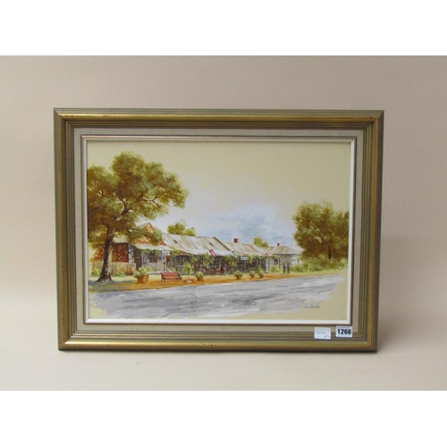 1266 - JIM WILLS - COLONIAL STREET SCENE, OIL ON BOARD AND ONE OTHER