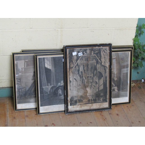 1270 - SERIES OF SEVEN 19C F/G B&W PRINT - VARIOUS SUBJECTS, EACH APPROX 44CM X 55CM