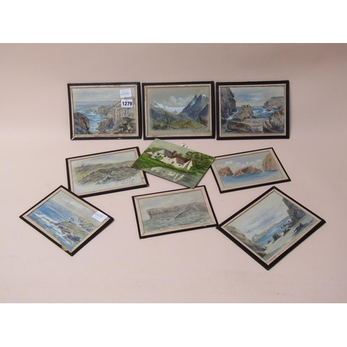 1279 - SERIES OF F/G WATERCOLOURS - ALL TITLED, EACH APPROX 14CM X 17CM