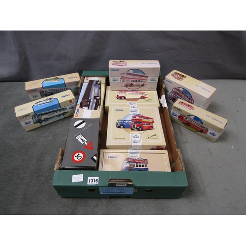 1316 - COLLECTION OF TEN CORGI DIECAST COACHES BOXED