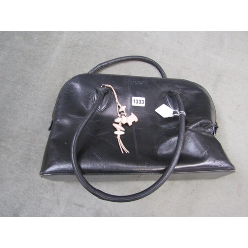 1333 - BLACK LEATHER HANDBAG - 40cms