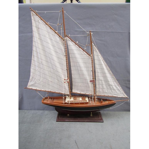 1355 - MODEL OF A TWO MAST SAILING YACHT - 86cms W