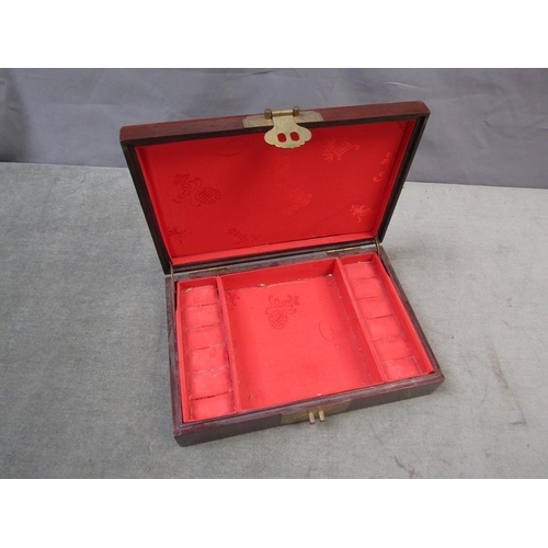 1359 - CHINESE HARDWOOD BOX WITH BRASS FITTINGS - 31cms W