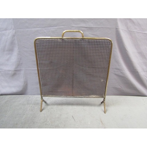 1384 - BRASS MESH FIRE GUARD TOGETHER WITH A FENDER - 82cms W