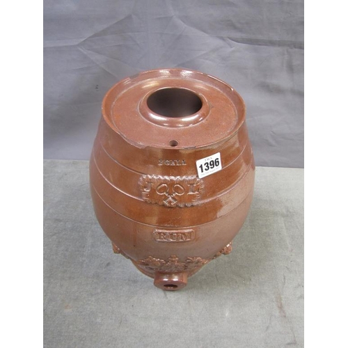 1396 - BROWN GLAZED STONEWARE 2 GALLON SIPHON