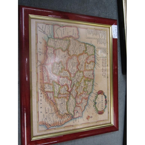 1405 - THREE ANTIQUE MAPS, ONE OF NORFOLK, ONE OF RUTLANDSHIRE AND THE OTHER OF BEDFORDSHIRE