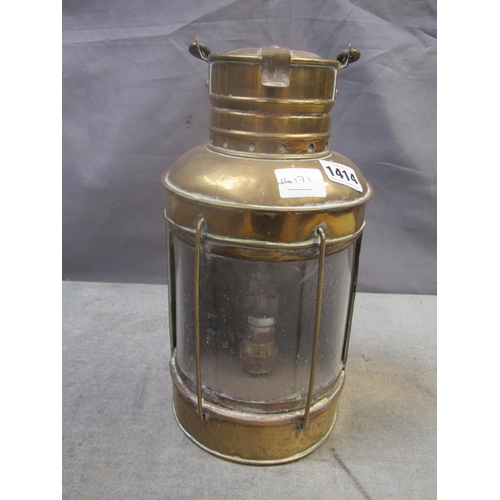 1414 - BRASS SHIPS LANTERN CONVERTED TO ELECTRICITY 30cms H