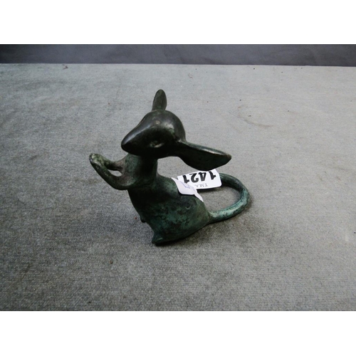 1421 - PATINATED BRONZE MOUSE FIGURE - 8.5cms H