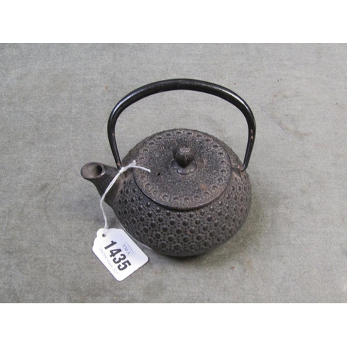 1435 - ORIENTAL CAST METAL SMALL TEAPOT - 13cms W