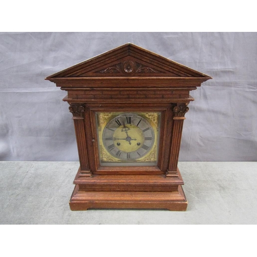 1446 - OAK CASED MANTEL CLOCK - 46cmsH