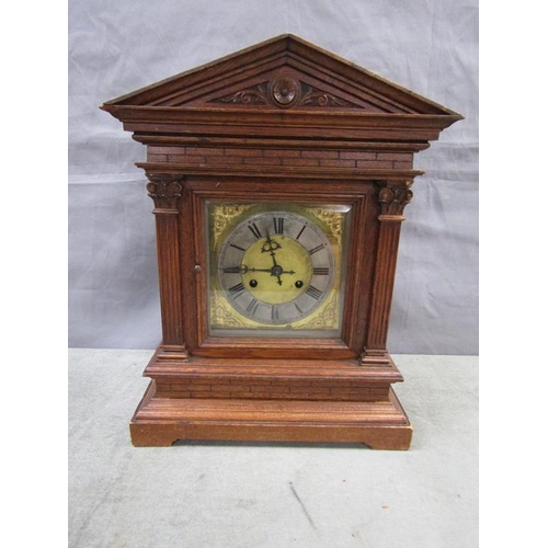 1446 - OAK CASED MANTEL CLOCK - 46cmsH