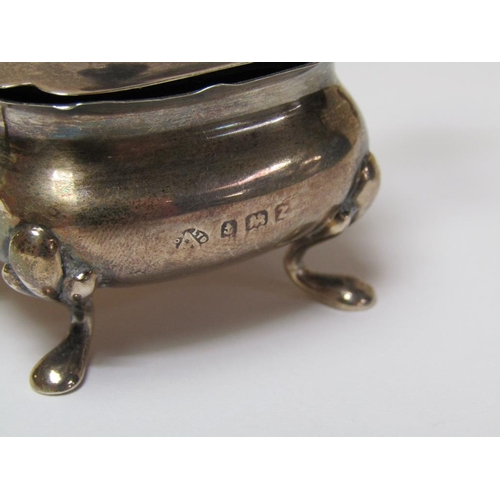 1486 - SILVER RING BOX; SILVER SALT AND SPOON