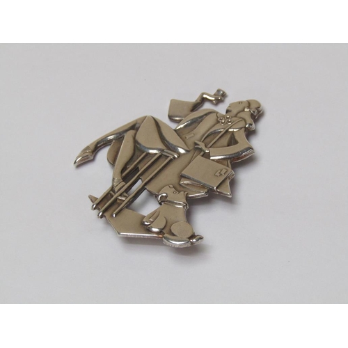 1489 - SILVER GIRL AND DOG BROOCH