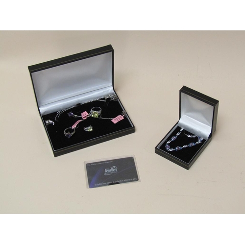 1494 - TWO BOXES OF SILVER JEWELLERY TO INC. AMETHYST AND OTHER RINGS