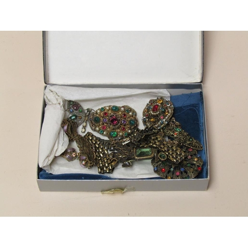 1515 - BOX OF GILT METAL COSTUME JEWELLERY