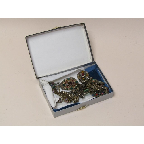 1515 - BOX OF GILT METAL COSTUME JEWELLERY