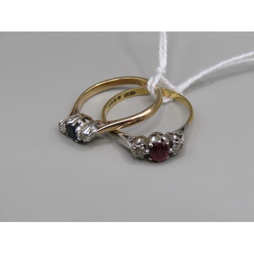 1549 - TWO 18CT GOLD STONE SET RINGS