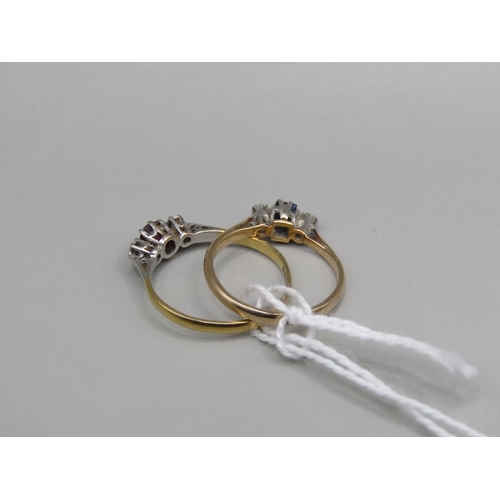 1549 - TWO 18CT GOLD STONE SET RINGS