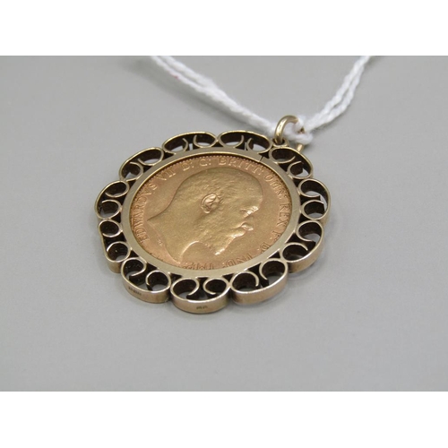 1553 - 1907 GOLD SOVEREIGN PENDANT, TOTAL 11.3g