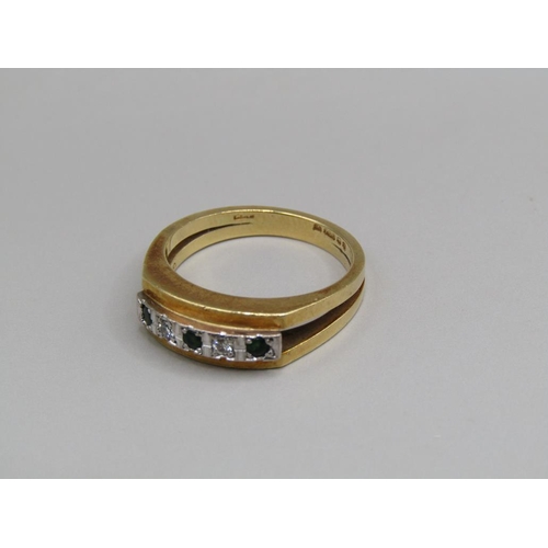 1557 - 18CT GOLD SAPPHIRE AND DIAMOND RING, SIZE O 1/2