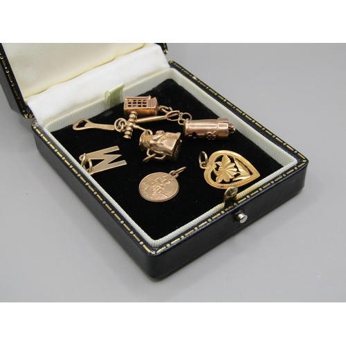 1566 - COLLECTION OF 9CT GOLD CHARMS (NINE IN TOTAL), 13.5g