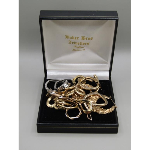 1568 - BOX OF 9CT GOLD EARRINGS, TOTAL 23.7g