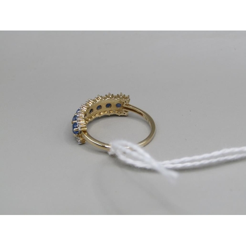 1585 - GOLD SAPPHIRE SET RING SIZE N 1/2