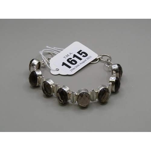 1615 - SILVER SMOKY QUARTZ BRACELET