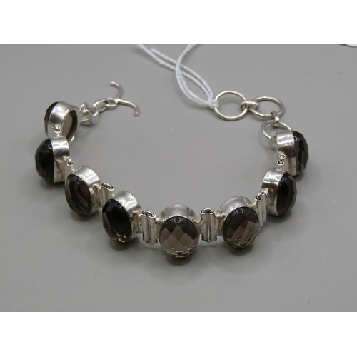 1615 - SILVER SMOKY QUARTZ BRACELET