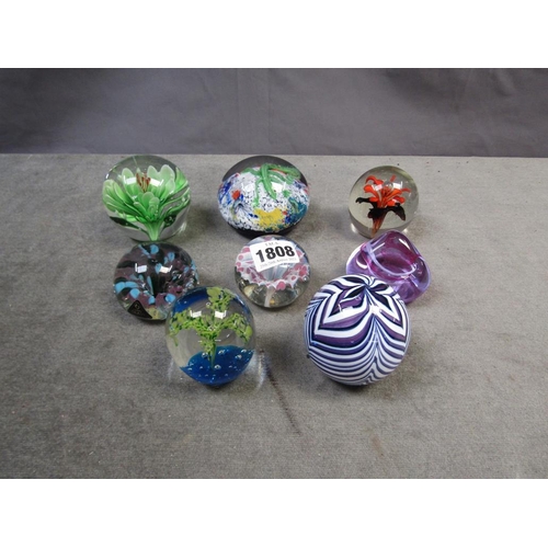 1808 - COLLECTION OF ART GLASS PAPERWEIGHTS - LARGEST 8CM W