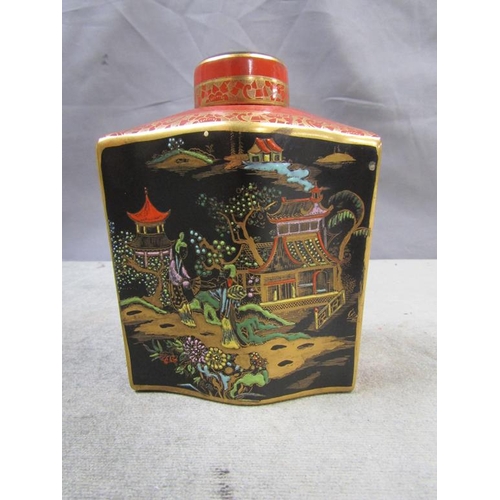 1814 - 1920'S CARLTONWARE TEA CANNISTER AND COVER, 16CM - COVER A/F