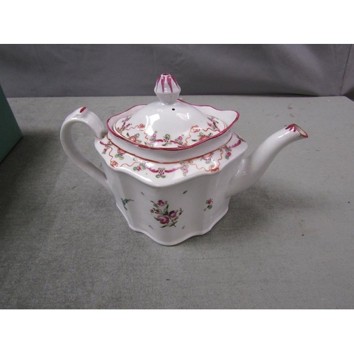 1860 - BOX OF TEAWARES TO INCL NEWHALL TEAPOT, A/F, 18CM H