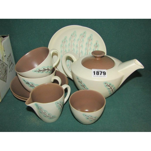 1879 - POOLE POTTERY FREEFORM PART TEA SERVICE - TEAPOT 14CM H