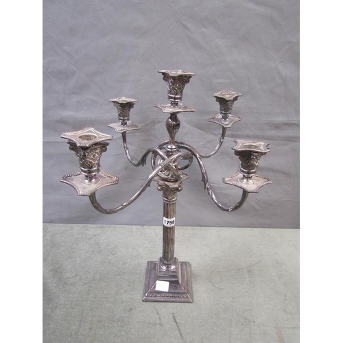 1756 - SILVER PLATED CANDELABRA, SILVER PLATED EPERGNE