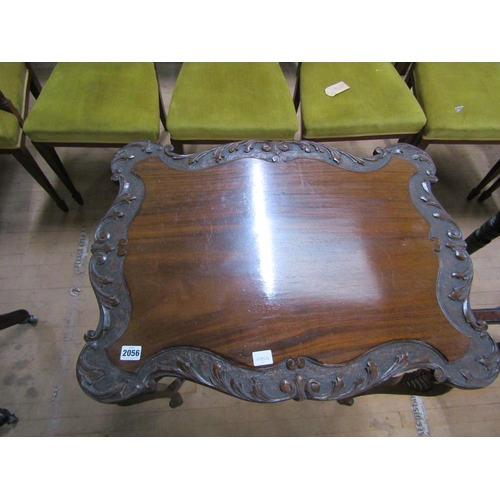 1915 - LATE VICTORIAN WALNUT TWO TIER OCCASIONAL CENTRE TABLE, WITH CARVED TABLE TOP BORDER, 74CM W, 75CM H