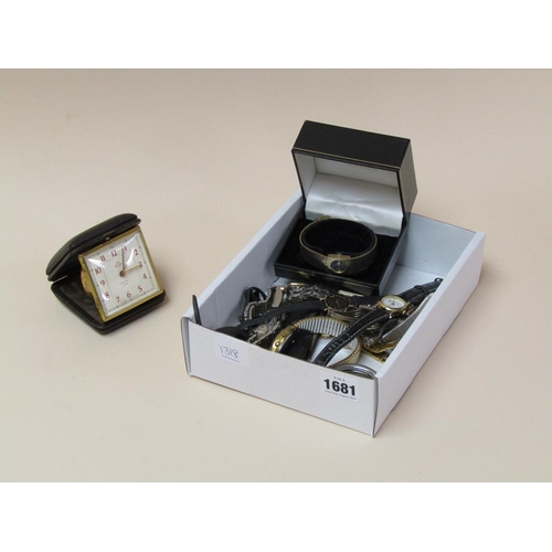 1681 - BOX OF WATCHES PLUS AN INGERSOLL POCKET WATCH